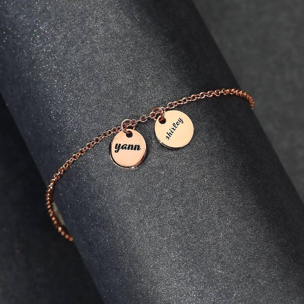 Engraved Two Coins Anklet Rose Gold Plated Silver - soufeelus