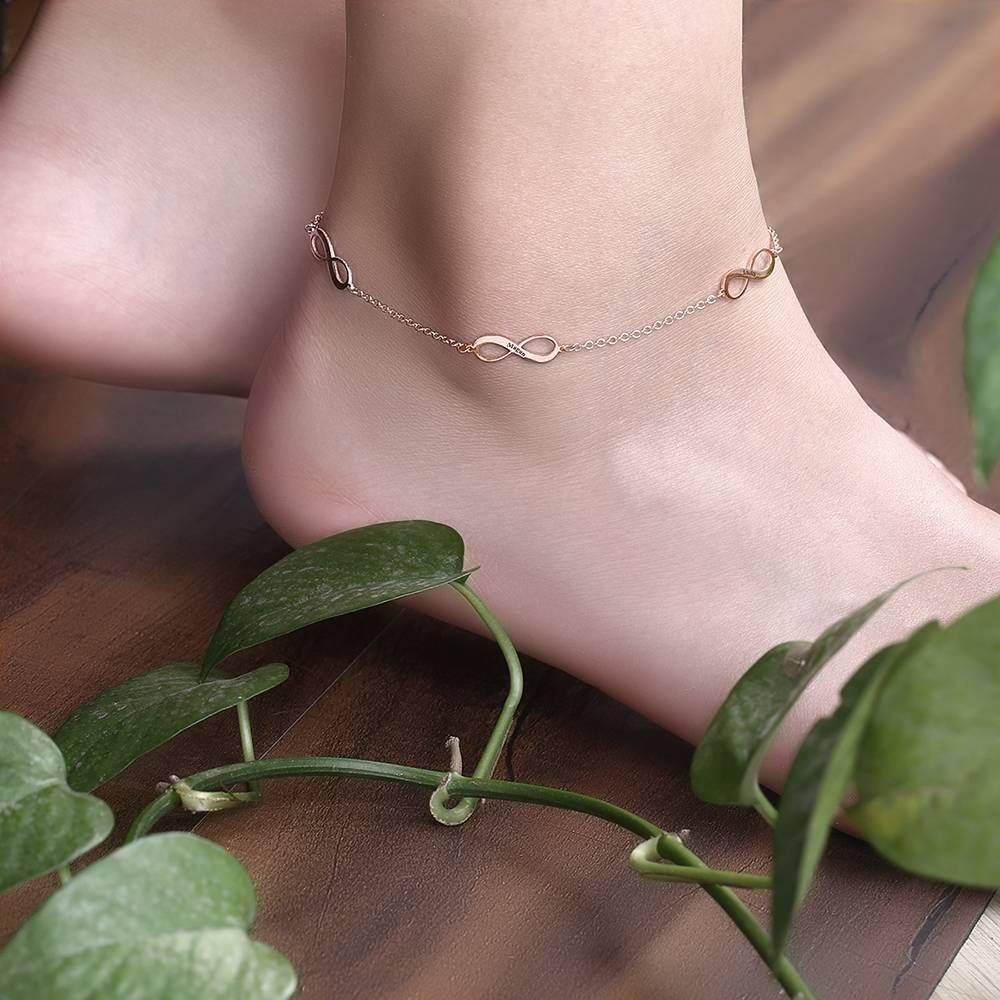 Engraved Infinity Anklet Rose Gold Plated Silver - soufeelus