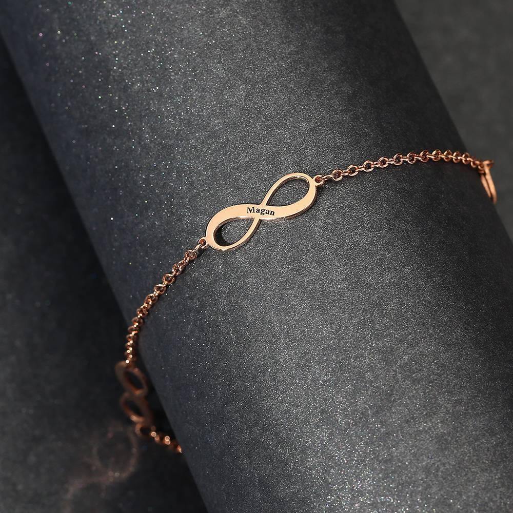 Engraved Infinity Anklet Rose Gold Plated Silver - soufeelus