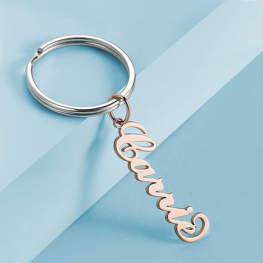 Custom Name Keychain Rose Gold Plated