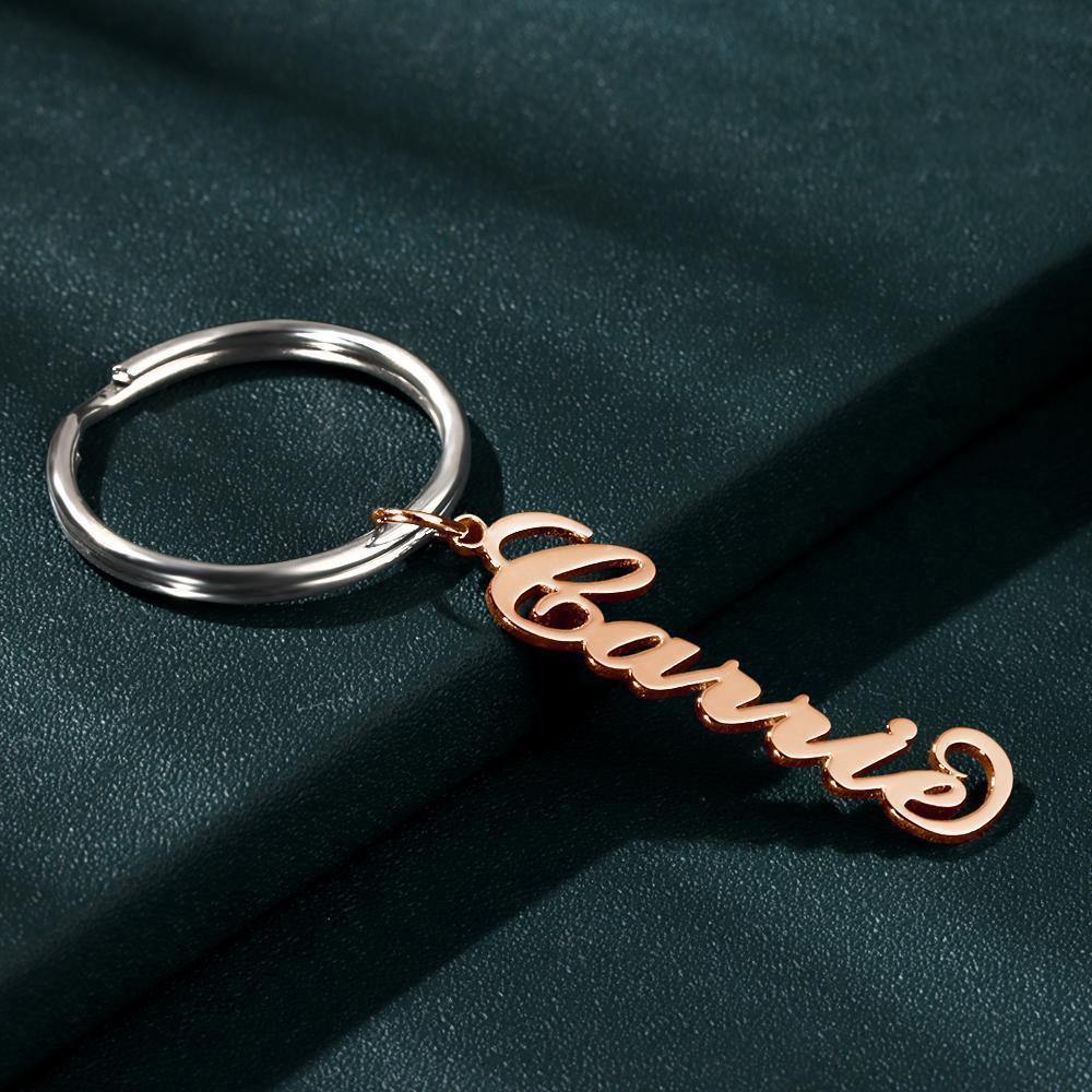 Custom Name Keychain Rose Gold Plated