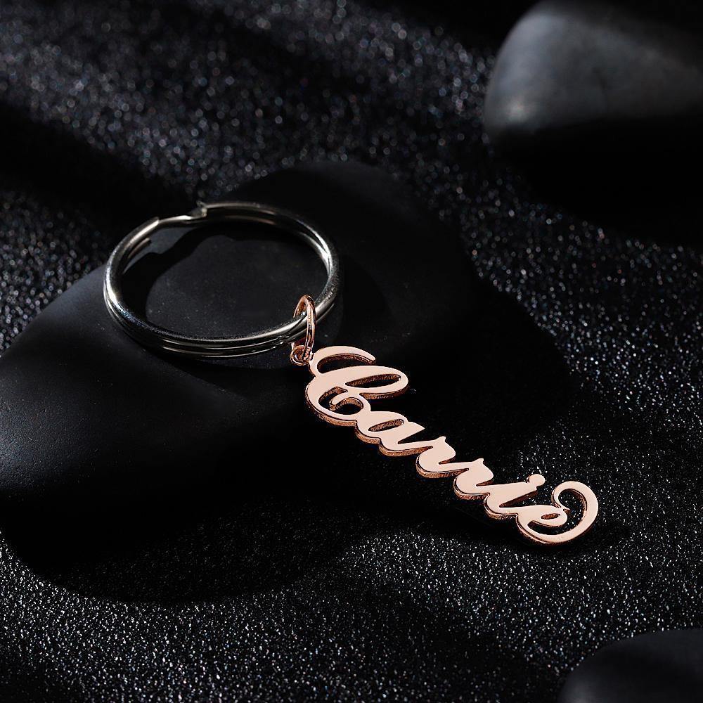 Custom Name Keychain Rose Gold Plated - soufeelus