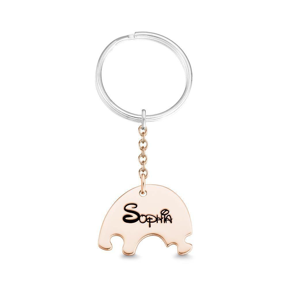 Engraved Keychain, Name Keychain Memorial Gifts Rose Gold Plated - soufeelus