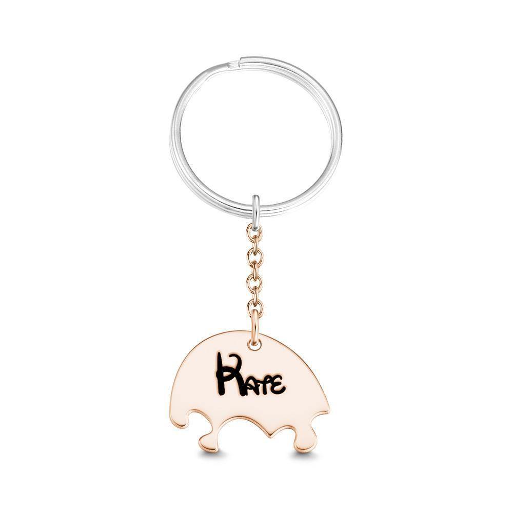 Engraved Keychain, Name Keychain Rose Gold Plated Memorial Gifts - soufeelus