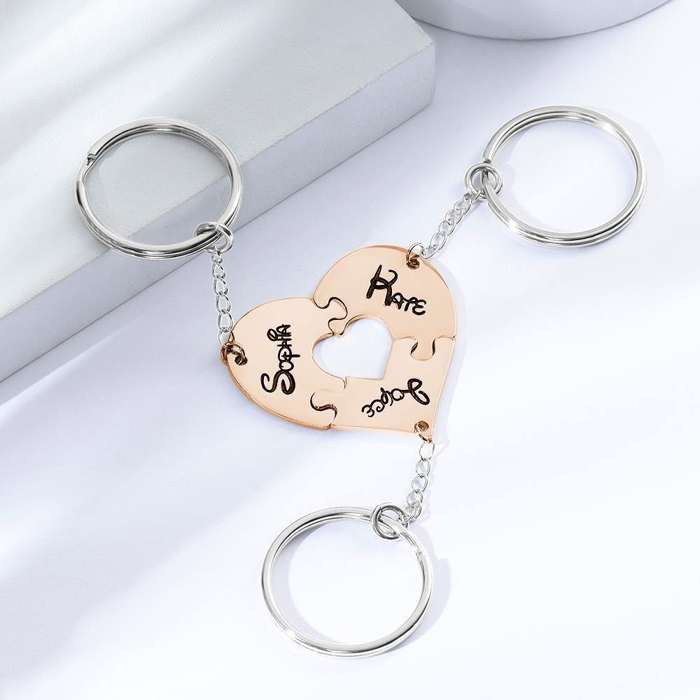 Engraved Keychain, Name Keychain Rose Gold Plated Unique Gifts - soufeelus