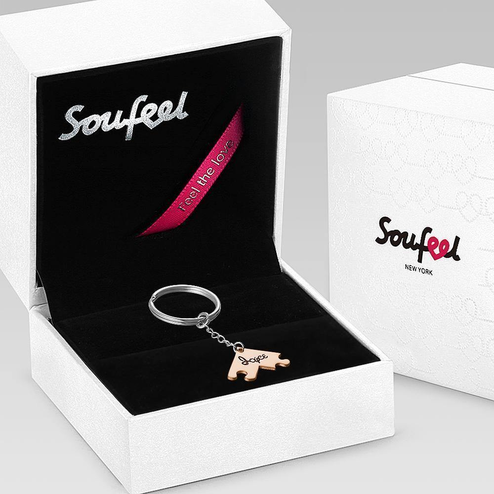 Engraved Keychain, Name Keychain Rose Gold Plated Unique Gifts - soufeelus