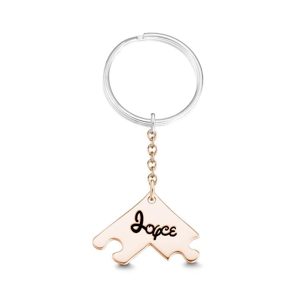 Engraved Keychain, Name Keychain Rose Gold Plated Unique Gifts - soufeelus