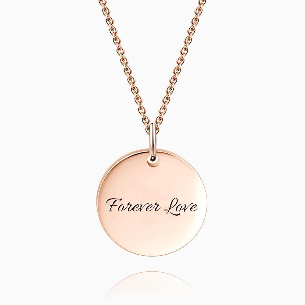 Engraved Coin Necklace Rose Gold Plated Silver - soufeelus