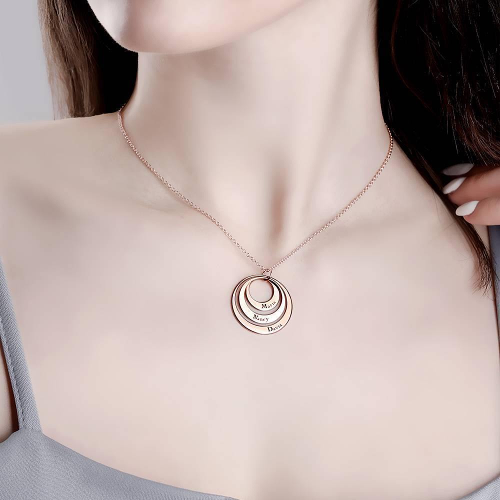 Gift for Mom - Engraved Three Disc Necklace Rose Gold Plated Silver - soufeelus