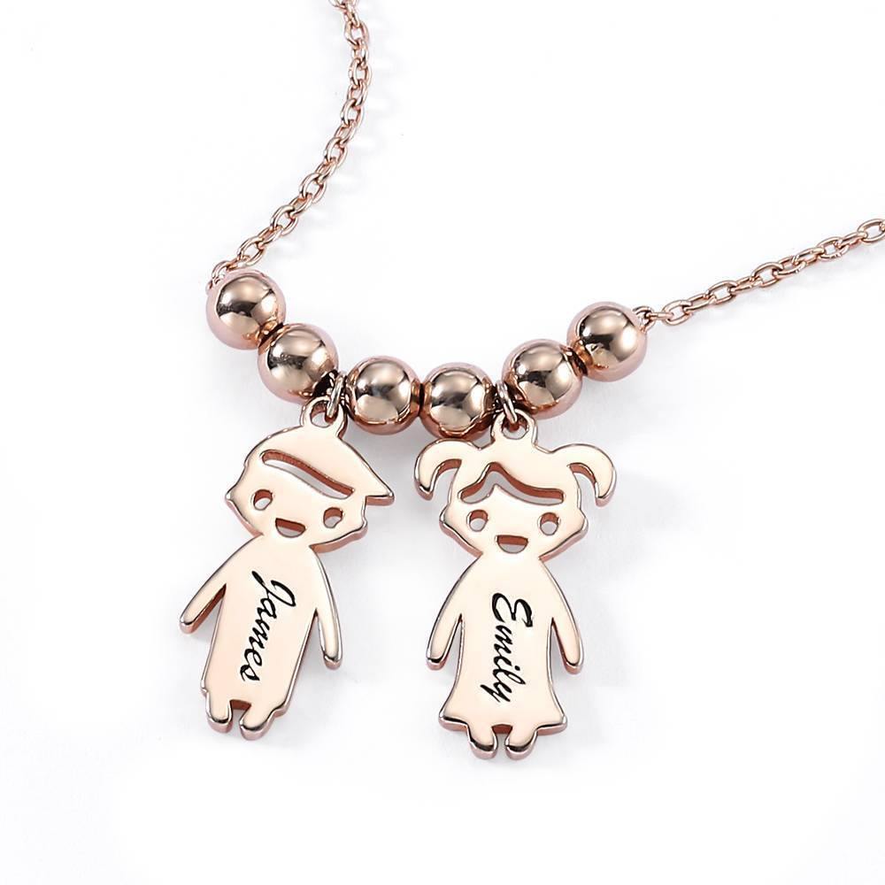 Mother's Necklace with Children Charms Rose Gold Plated Silver - soufeelus