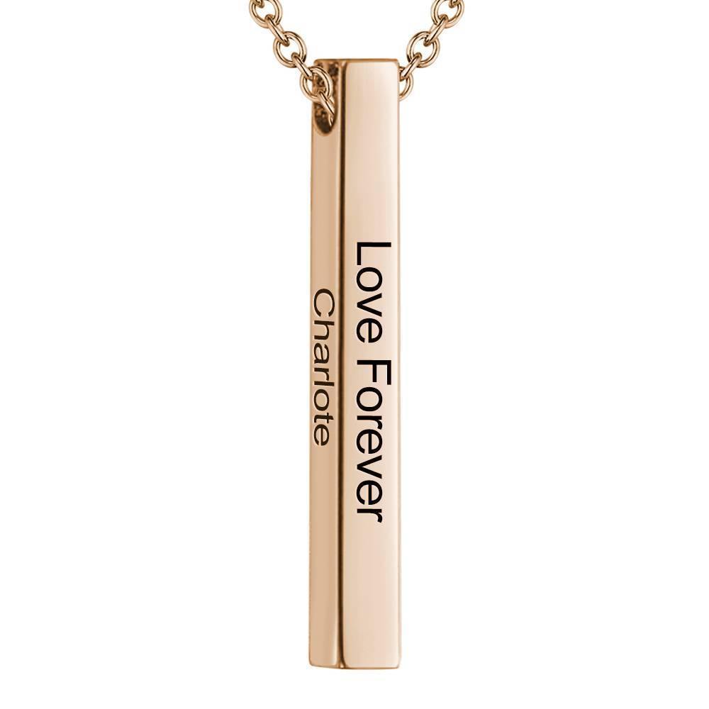 3D Engraved Vertical Bar Necklace 14K Gold Plated Silver - soufeelus