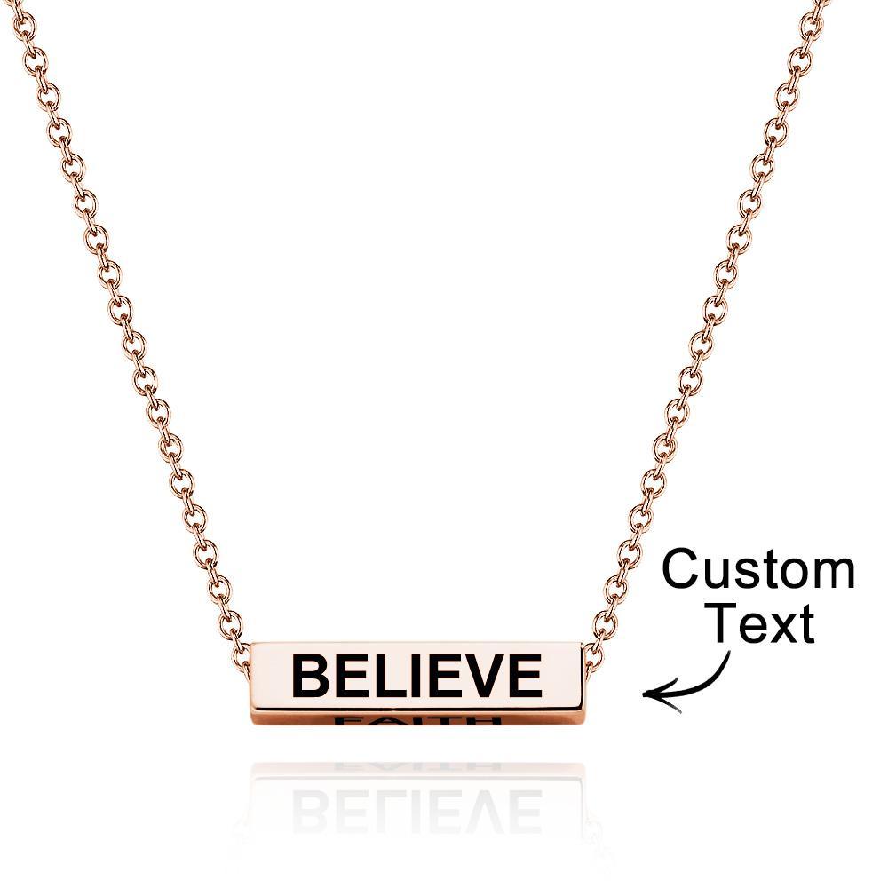 Custom Engraved Necklace Simple Rectangular Four-sided Lettering Fashion Gifts - soufeelus