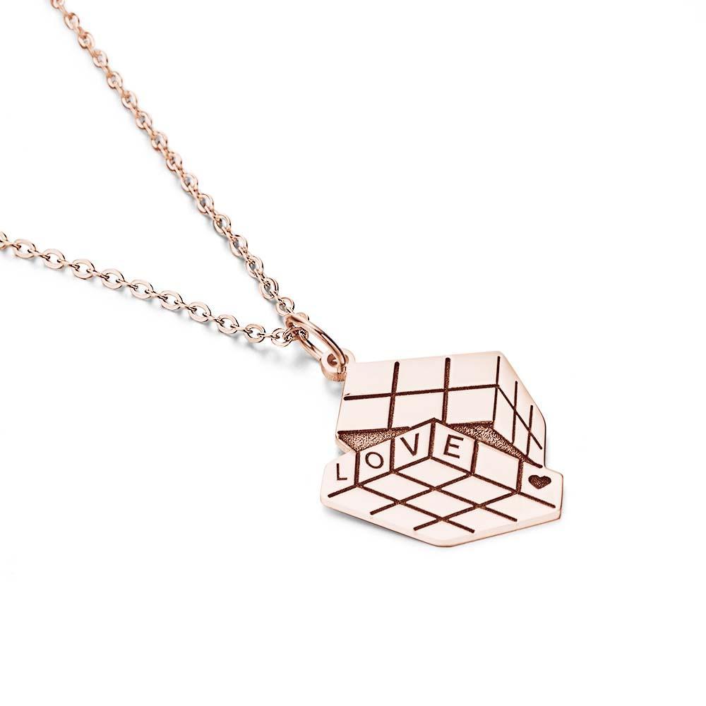 Personalized Pendant Necklace Customizable Love Cube Pendant Necklace Fine Jewelry Gifts - soufeelus