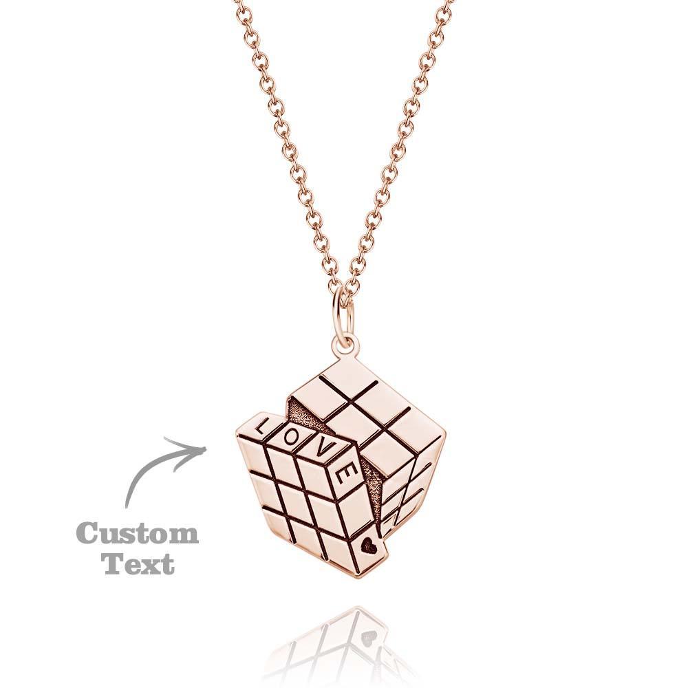 Personalized Pendant Necklace Customizable Love Cube Pendant Necklace Fine Jewelry Gifts - soufeelus