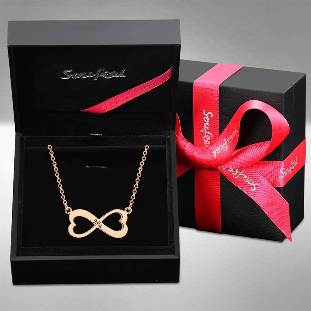 Engraved Necklace with Infinity Design Rose Gold Plated - soufeelus