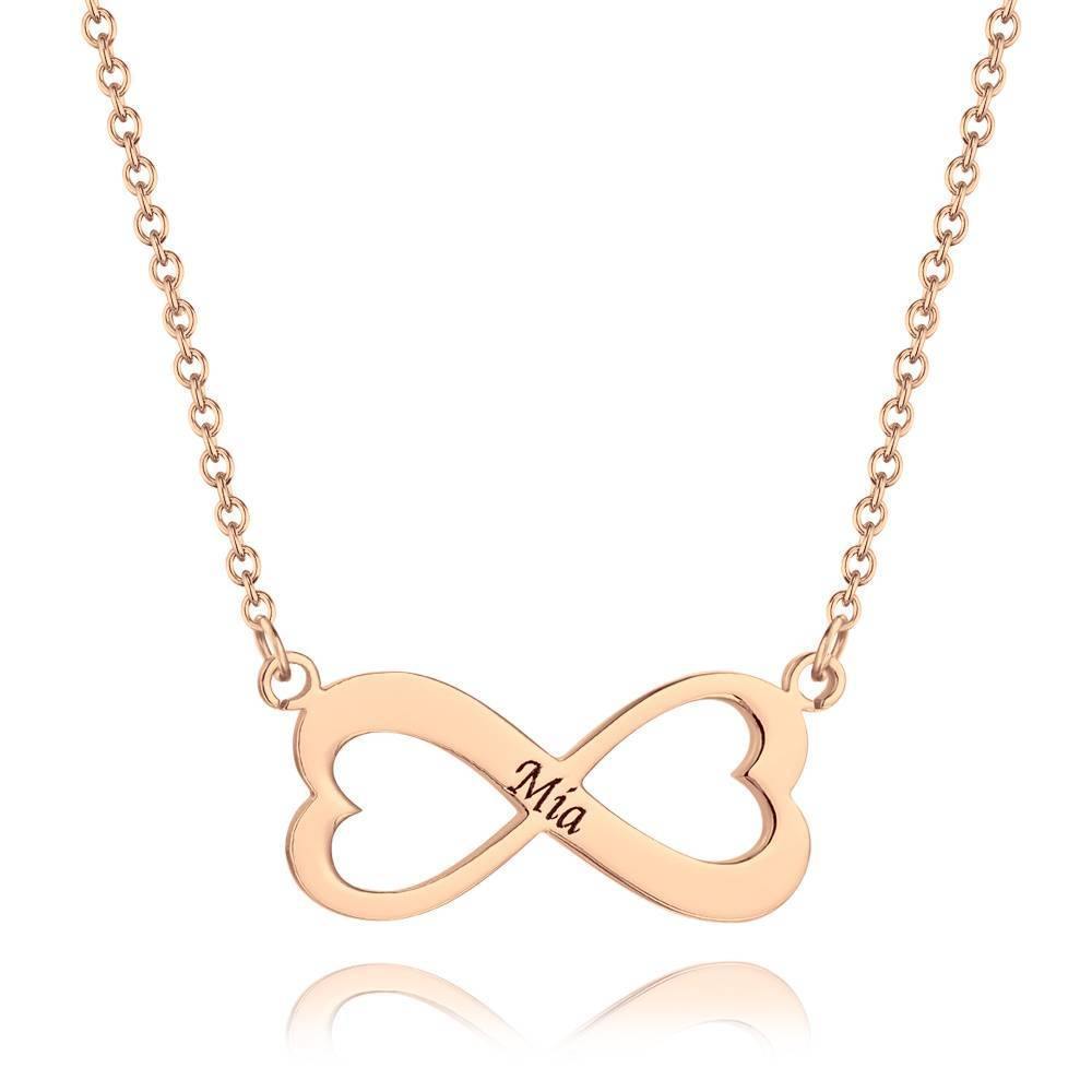 Engraved Necklace with Infinity Design Rose Gold Plated - soufeelus