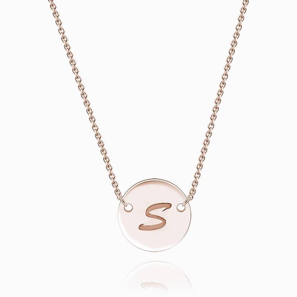 Engraved Coin Initial Necklace Silver - soufeelus