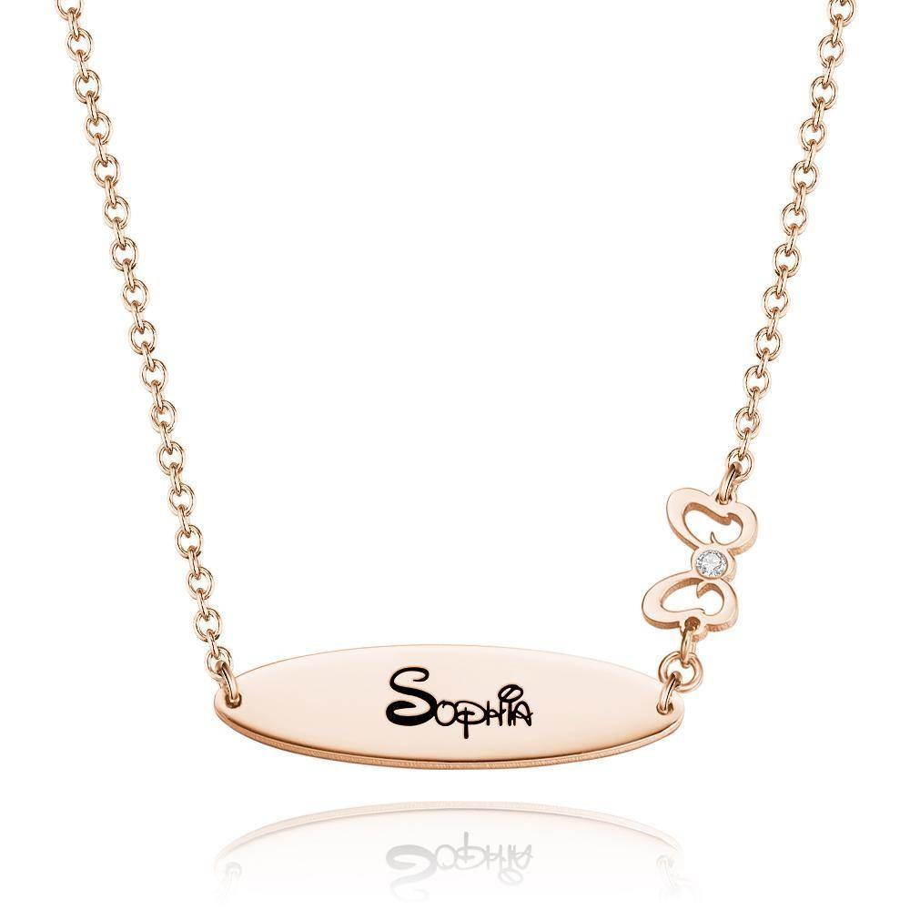 Engraved Necklace with Little Bow Memorial Gift For Girl Silver - soufeelus