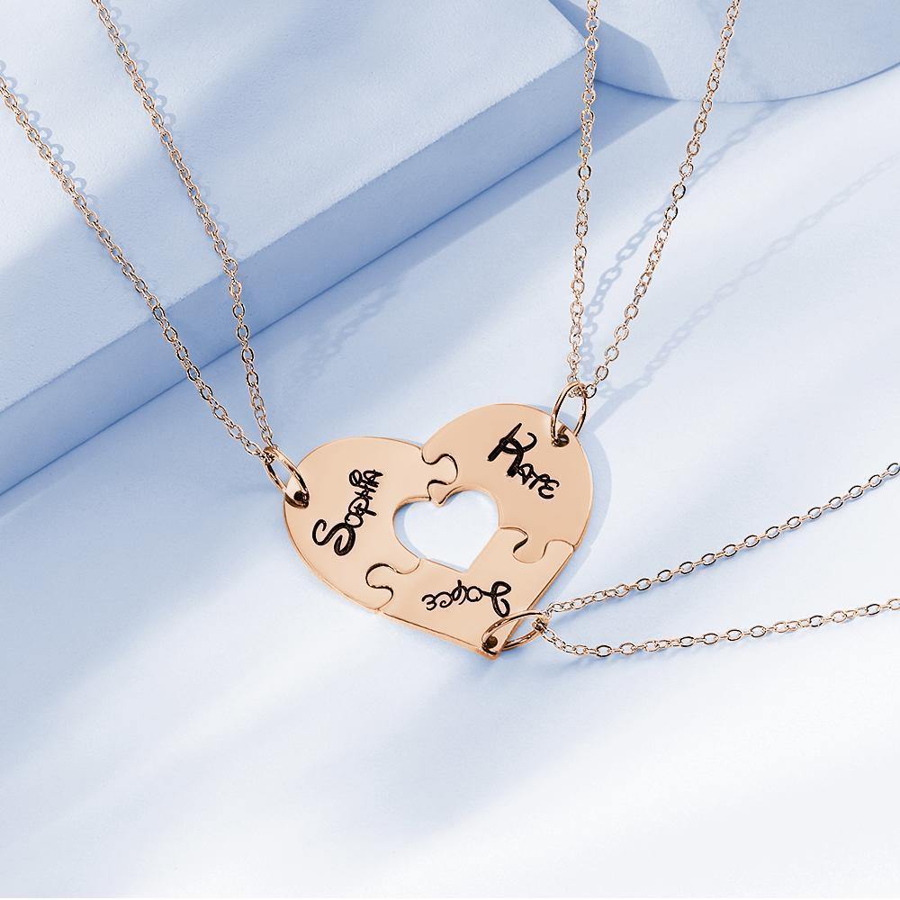 Engraved Necklace Custom Engraved Pendant Gift for Her, Memorial Gift Rose Gold Plated - soufeelus