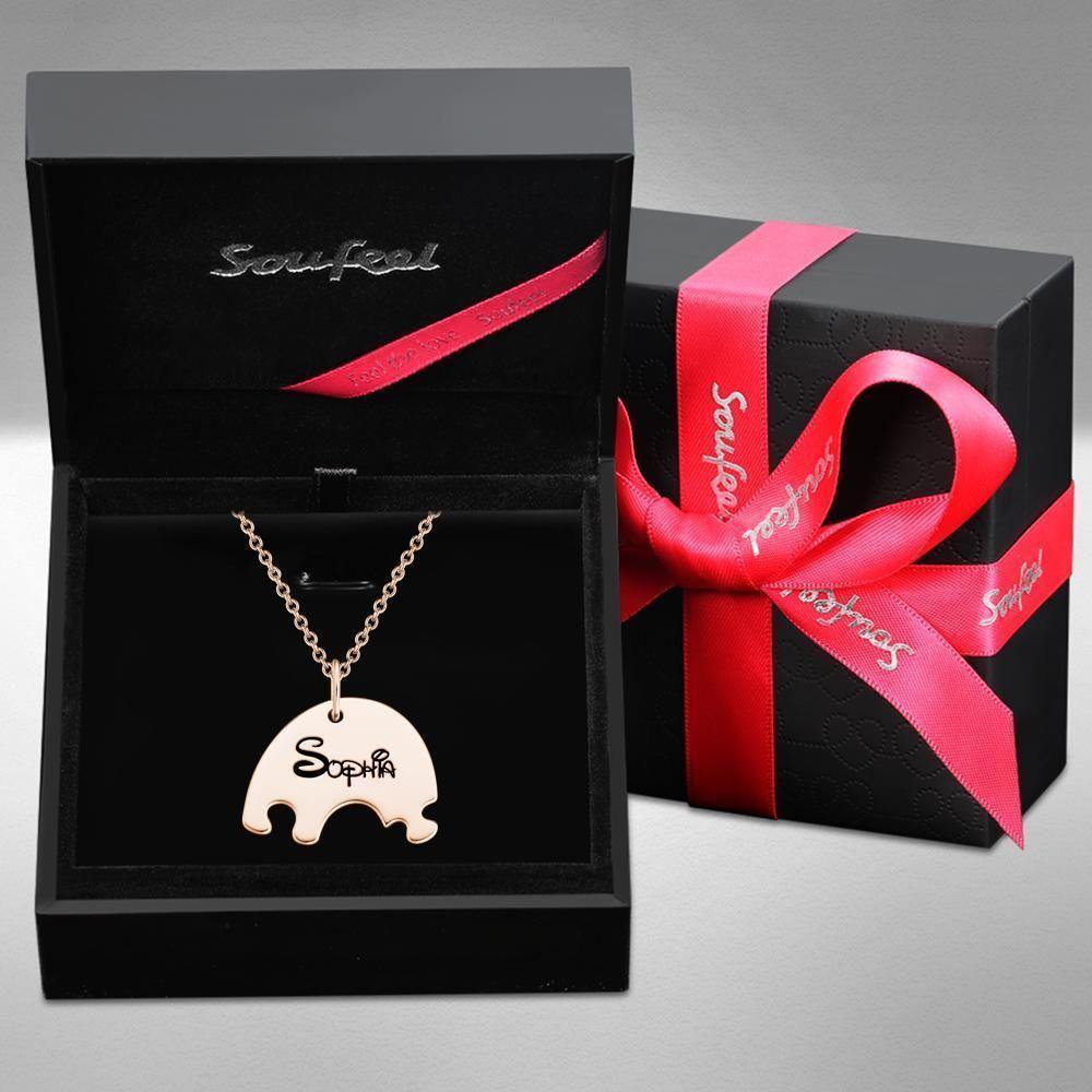 Engraved Necklace Custom Engraved Pendant Gift for Her, Memorial Gift Rose Gold Plated - soufeelus