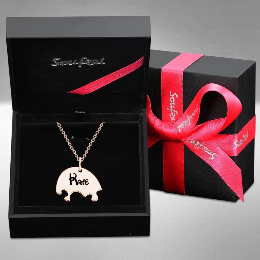 Engraved Necklace Custom Engraved Pendant Gift for Her, Memorial Gift Rose Gold - soufeelus