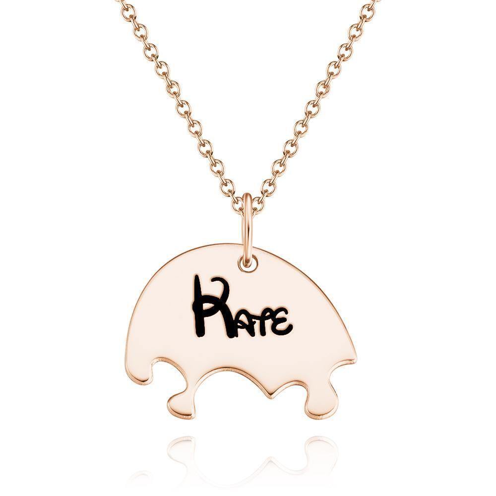 Engraved Necklace Custom Engraved Pendant Gift for Her, Memorial Gift Rose Gold - soufeelus