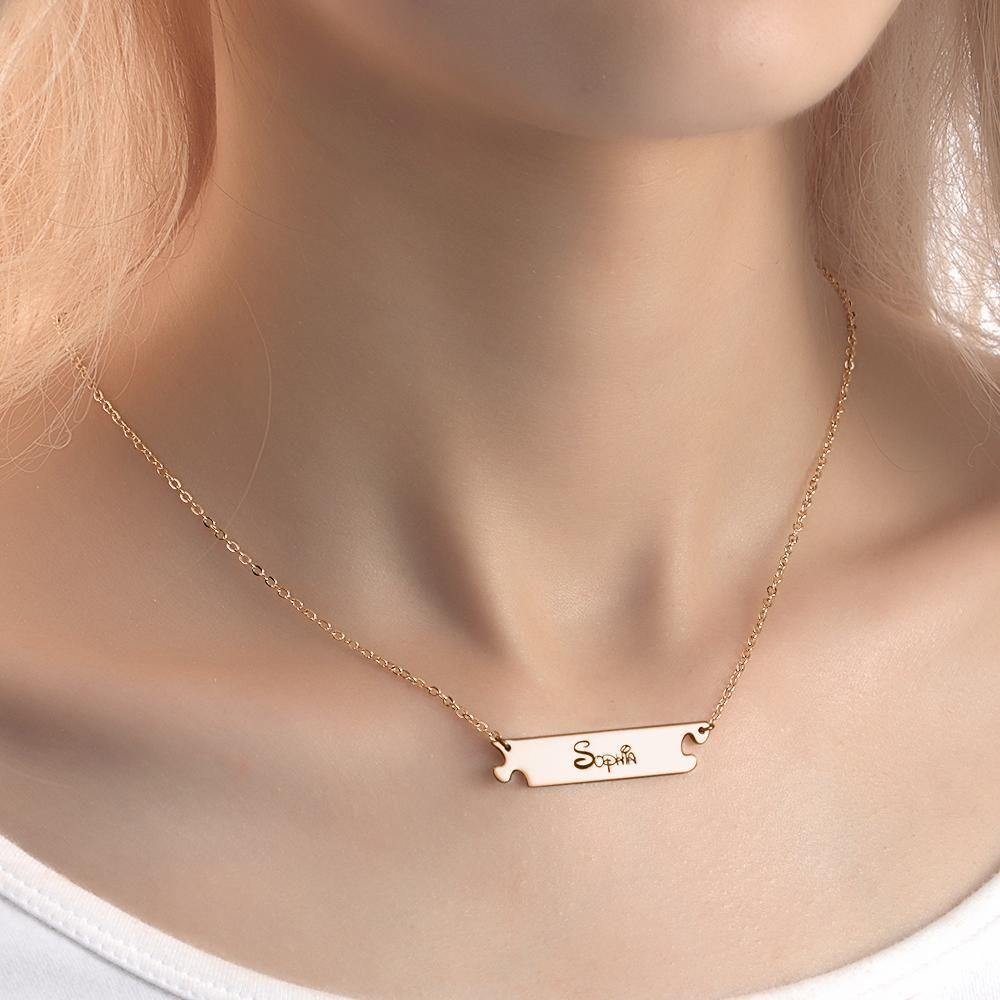 Engraved Necklace Personalized Name Necklace Anniversary Necklace Rose Gold Plated - soufeelus