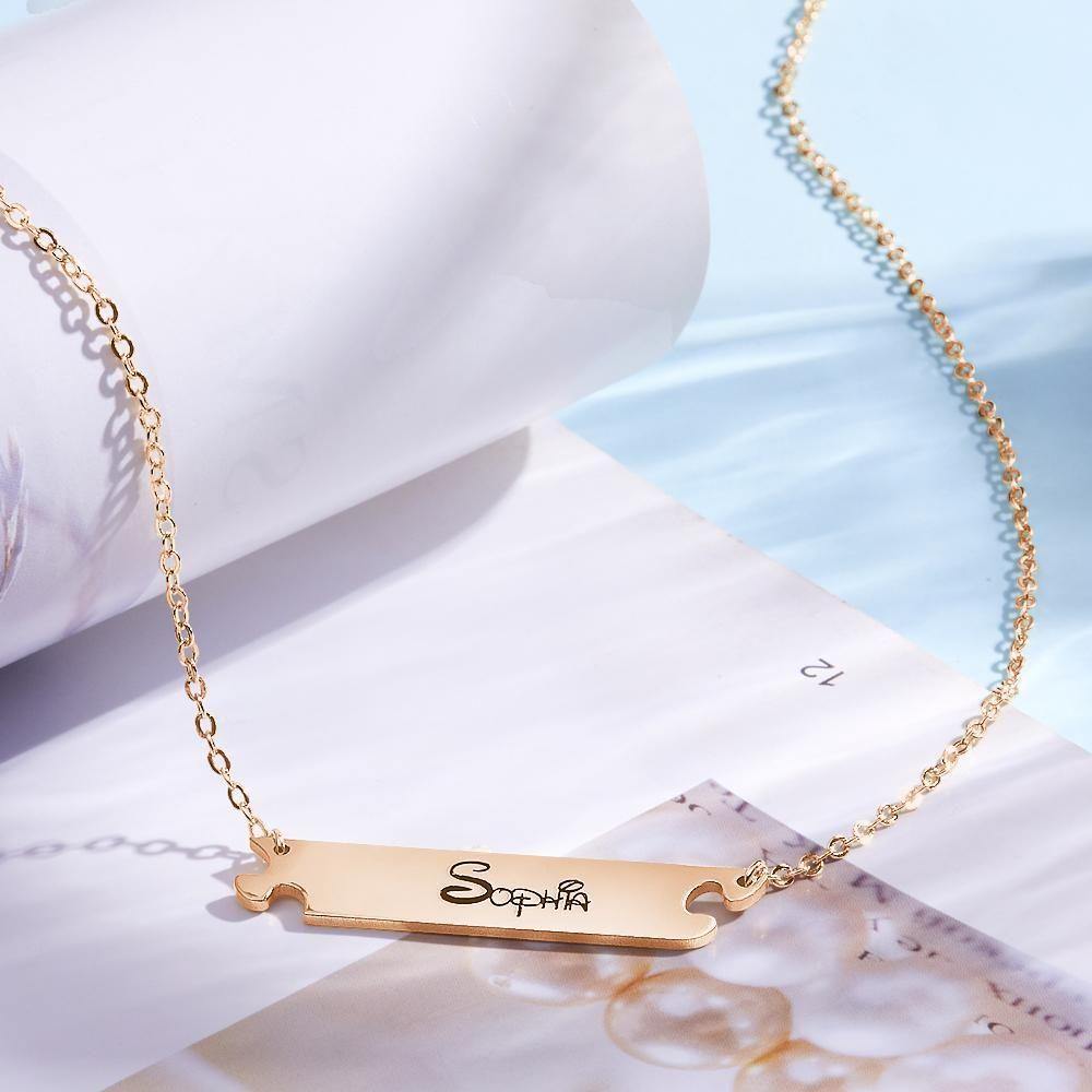 Engraved Necklace Personalized Name Necklace Anniversary Necklace Rose Gold Plated - soufeelus