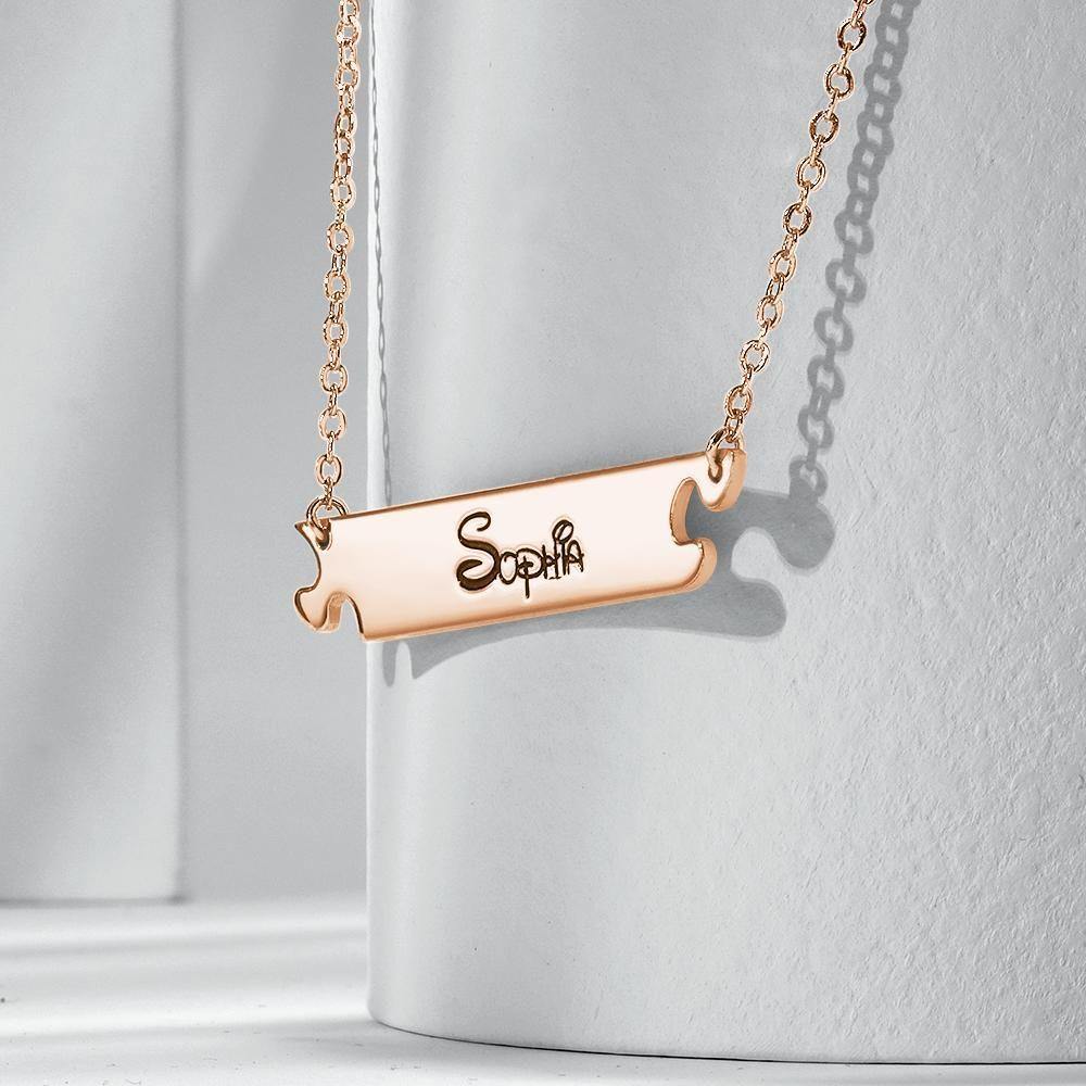 Engraved Necklace Personalized Name Necklace Anniversary Necklace Rose Gold Plated - soufeelus