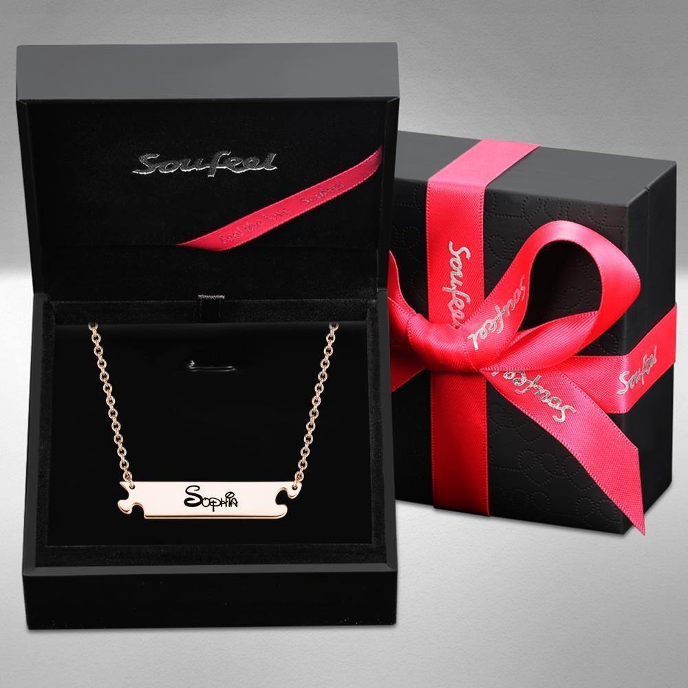 Engraved Necklace Personalized Name Necklace Anniversary Necklace Rose Gold Plated - soufeelus