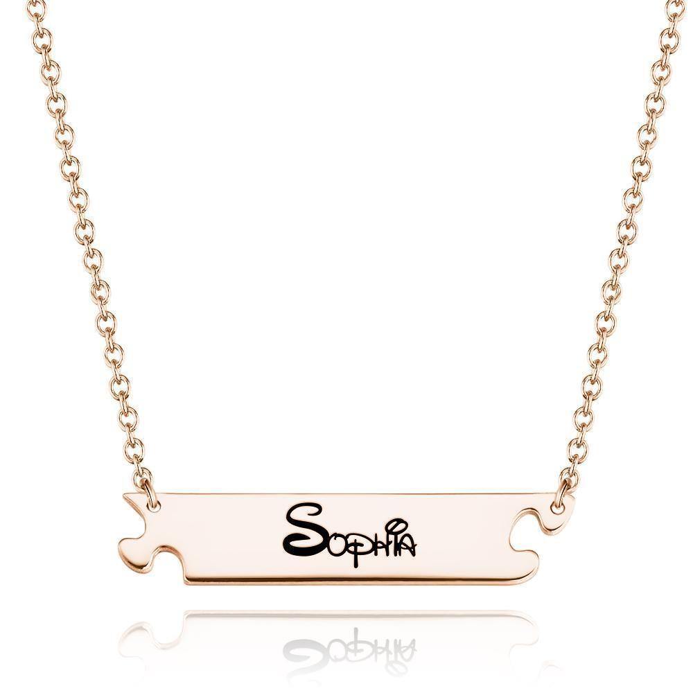 Engraved Necklace Personalized Name Necklace Anniversary Necklace Rose Gold Plated - soufeelus