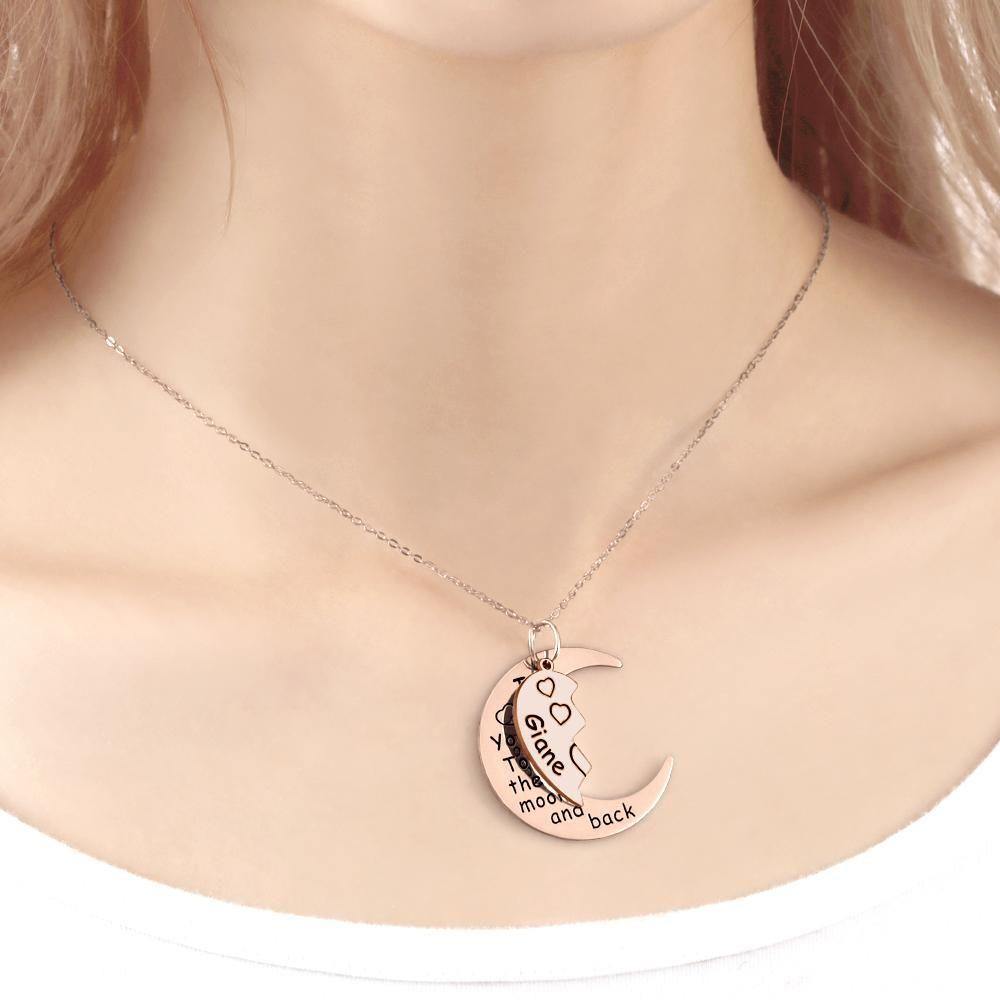 Engraved Necklace Couple's Necklace Interlocking Broken Heart Rose Gold - soufeelus