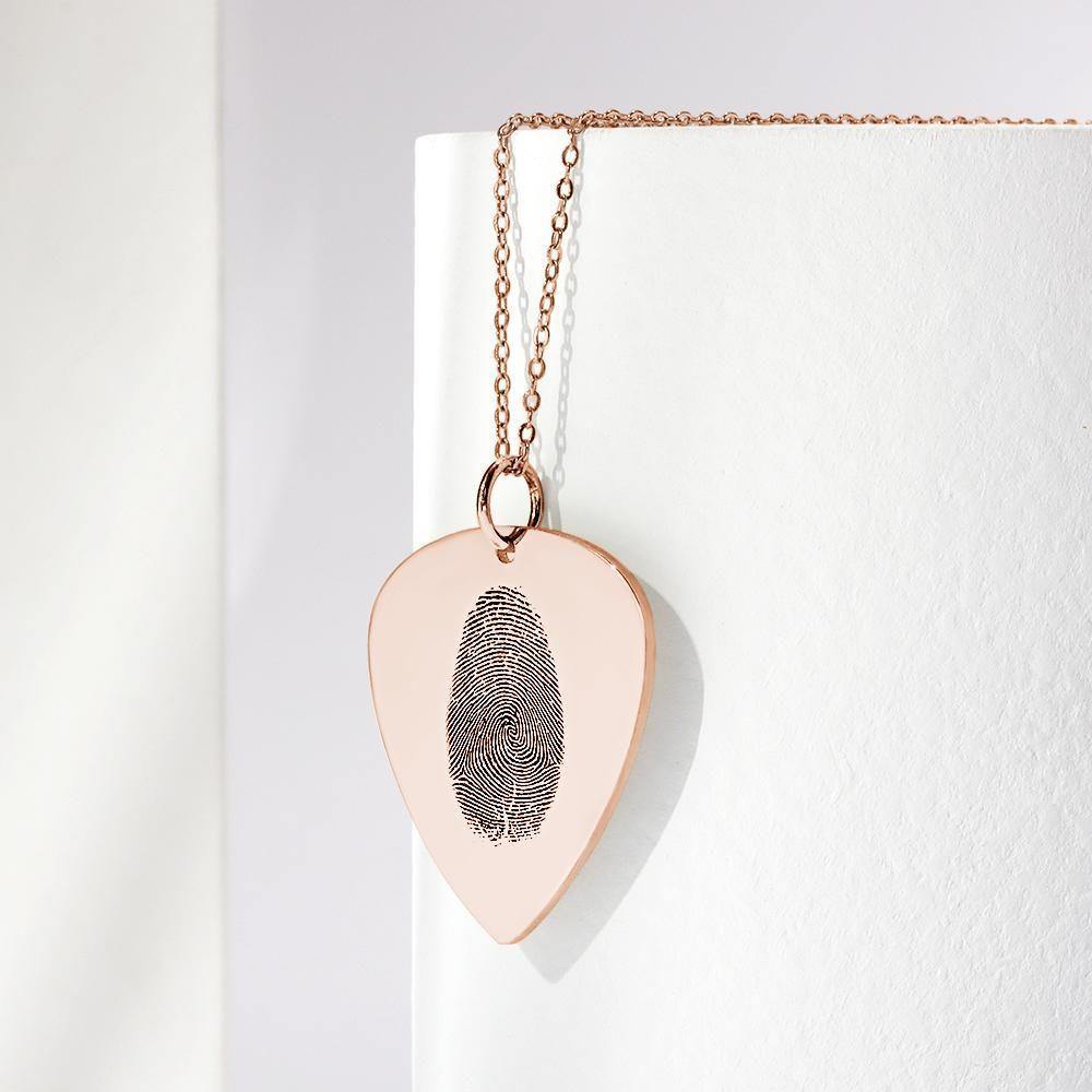 Actual Fingerprint Necklace Guitar Pick Necklace Memorial Gift for Him Rose Gold Plated - soufeelus