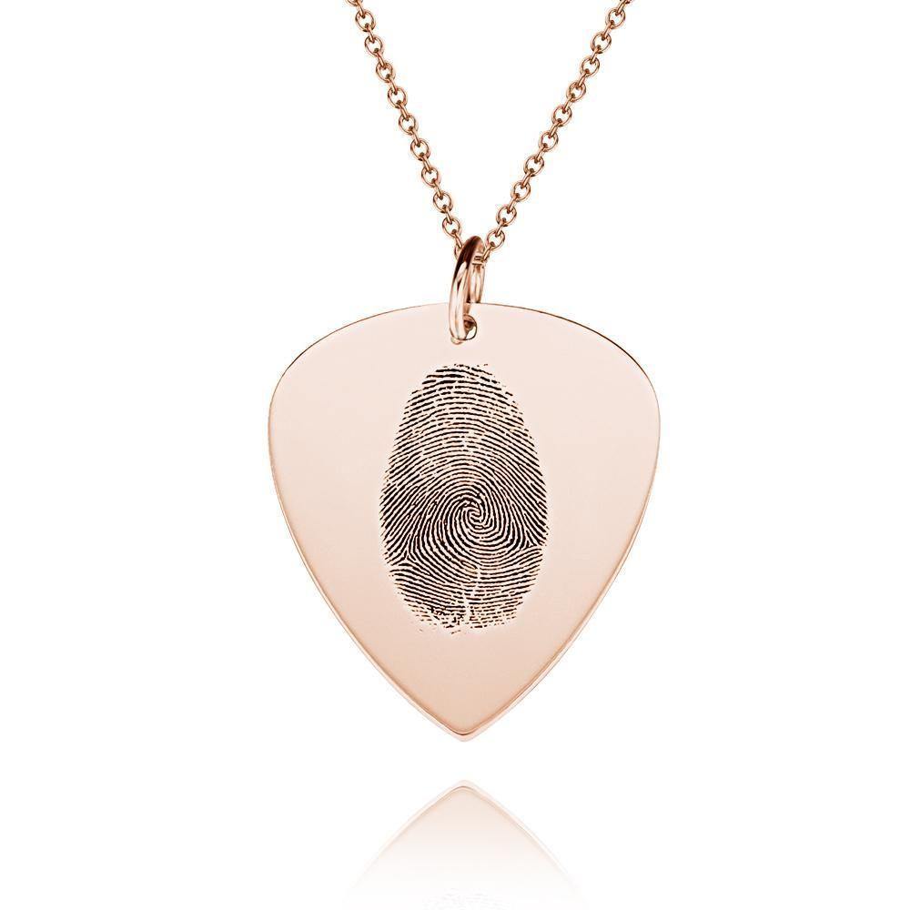 Actual Fingerprint Necklace Guitar Pick Necklace Memorial Gift for Him Rose Gold Plated - soufeelus