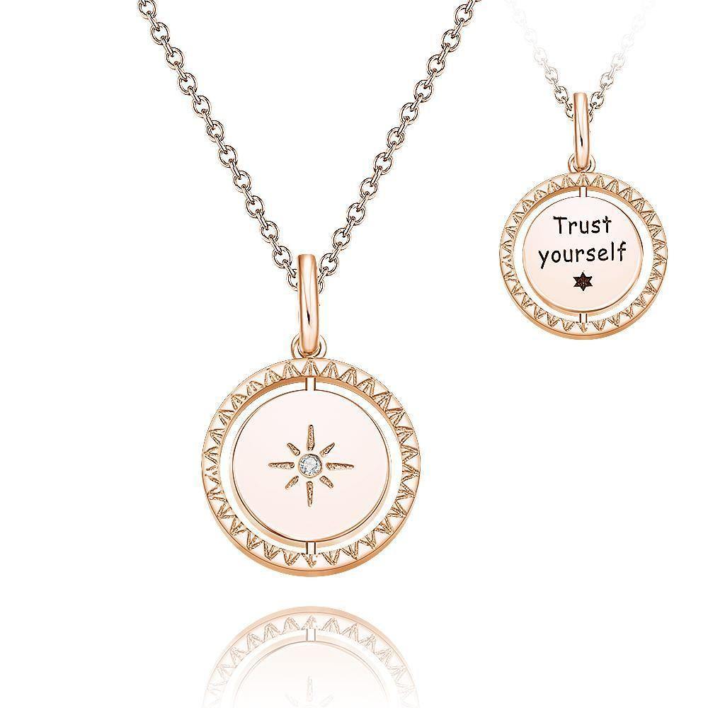 Engraved Necklace with Sunshine Necklace Gift for Her Rose Gold Plated - soufeelus