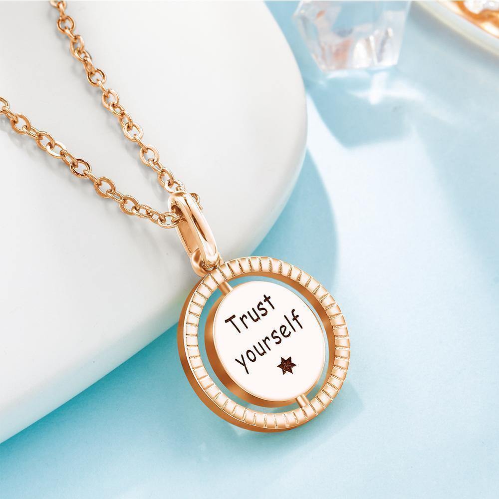Engraved Necklace Guide Coin Necklace Gift for Her Rose Gold Plated Silver - soufeelus