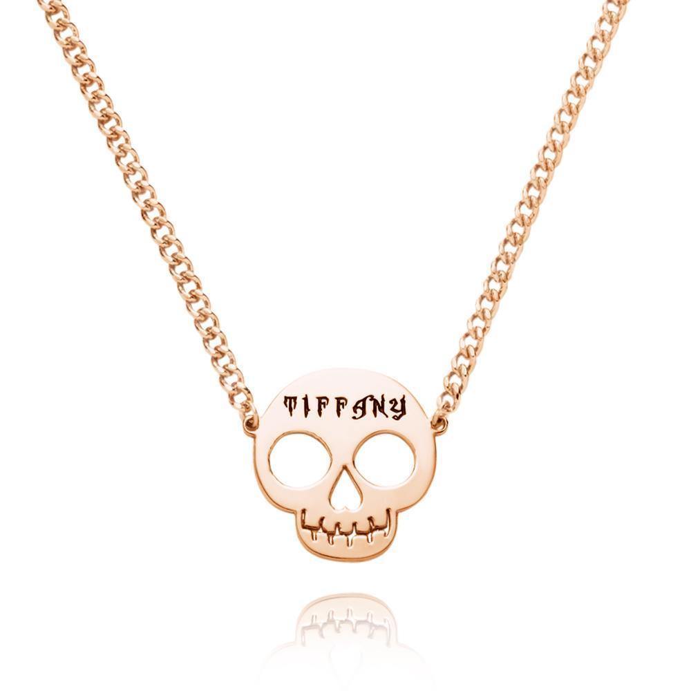 Custom  Necklace Skull Necklace Gifts for Her Rose Gold Plated - soufeelus