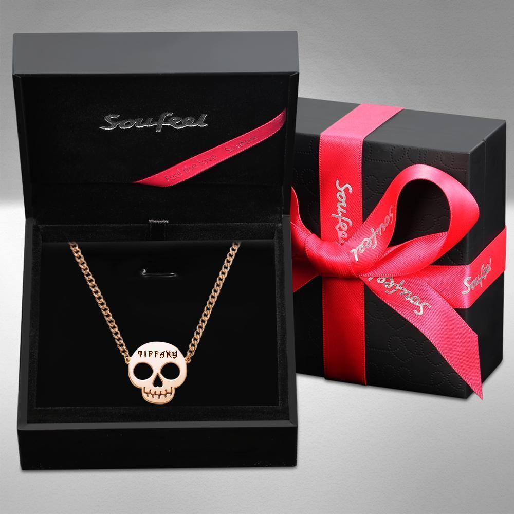 Custom  Necklace Skull Necklace Gifts for Her Rose Gold Plated - soufeelus