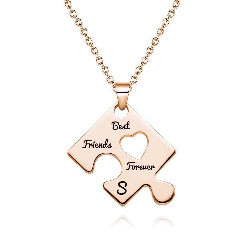 Engraved Necklace Puzzle Necklace Bridesmaid Necklace Rose Gold Plated Silver - soufeelus