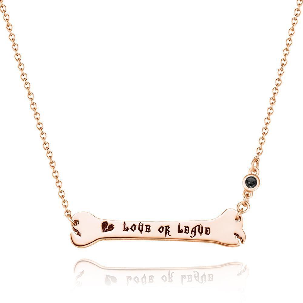 Engraved Necklace Gifts Bone Bar Necklace with Broken Heart Memorial Gifts Rose Gold Plated - soufeelus
