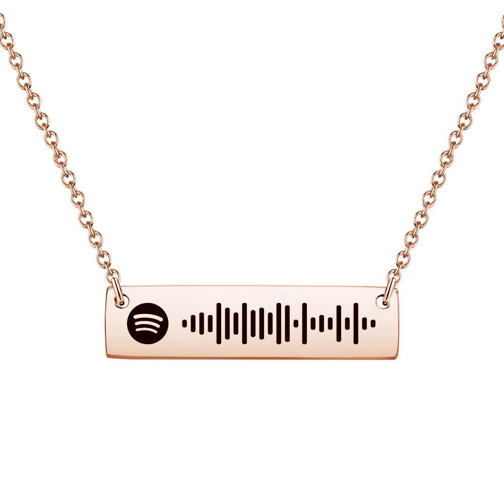 Scannable Spotify Code Bar Necklace Engraved Necklace Gifts for Her 50cm+5cm