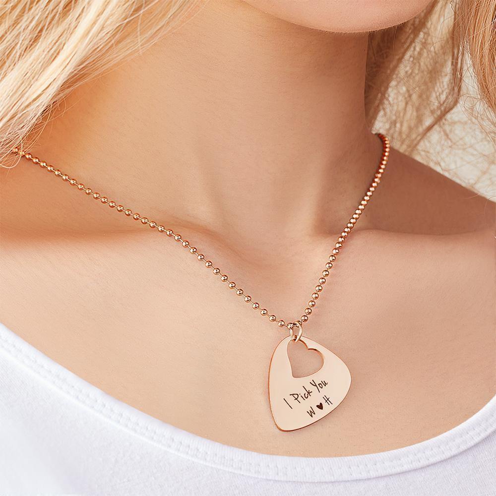 Engraved Guitar Pick Necklace Gifts for Someone - soufeelus