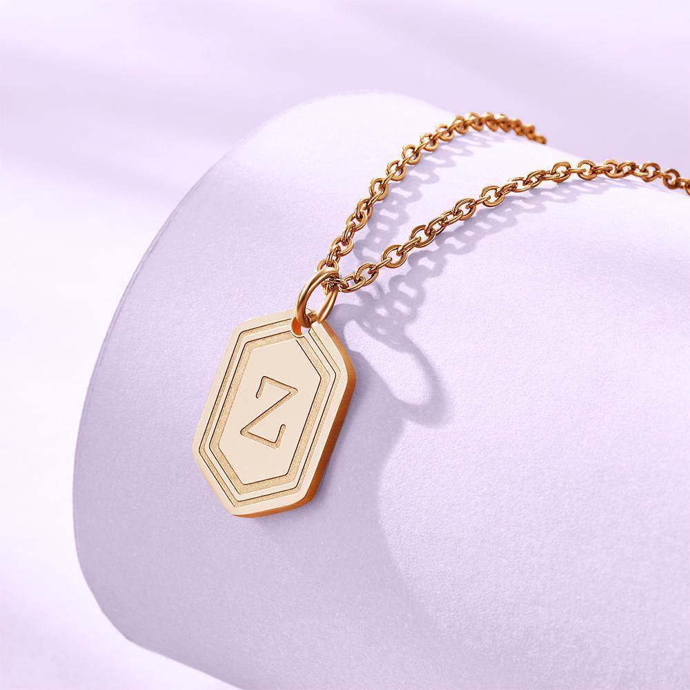 Custom Engraved Initial Necklace Gifts for Someone Rose Gold Plated Stainless Steel - soufeelus