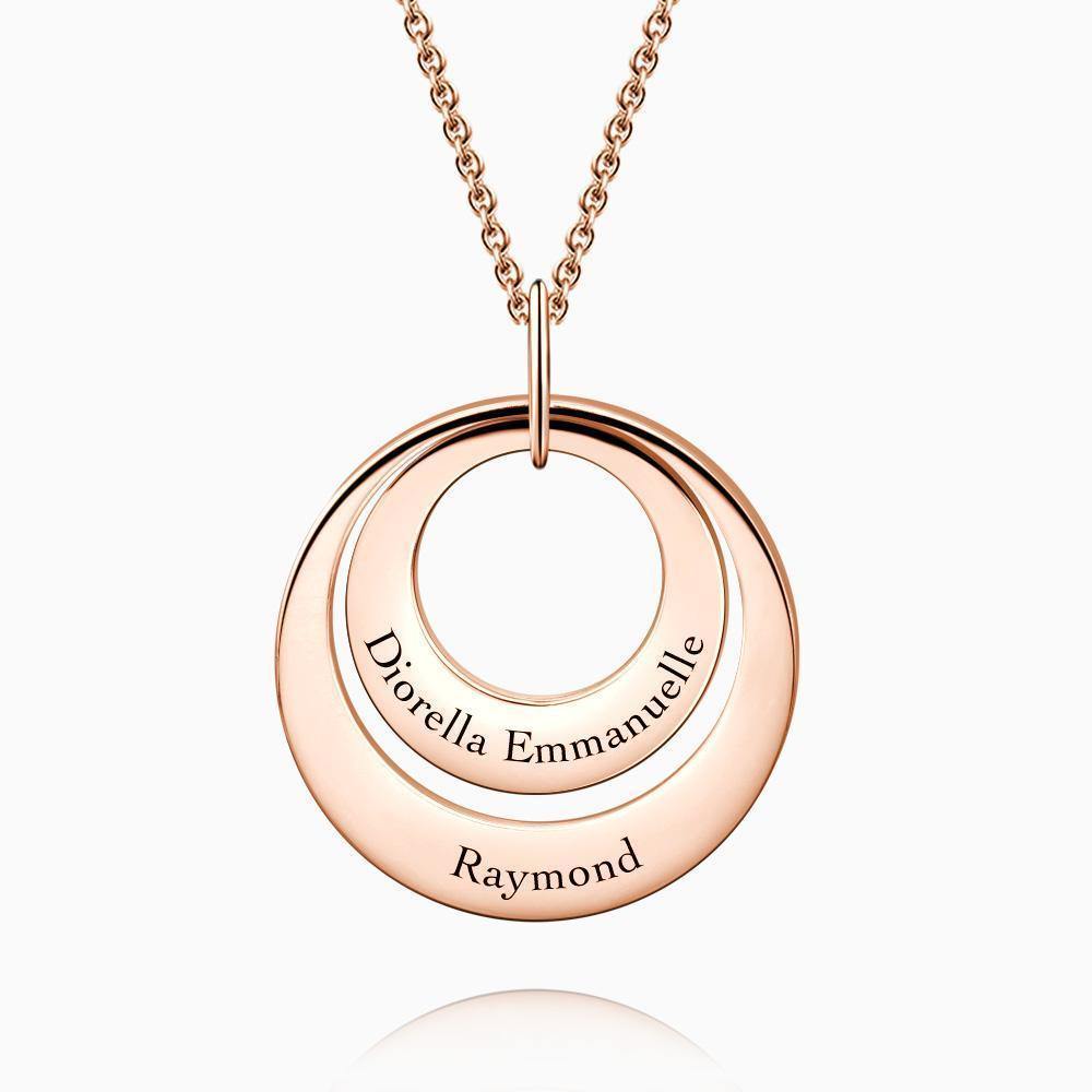 Engraved Two Disc Necklace Rose Gold Plated Silver