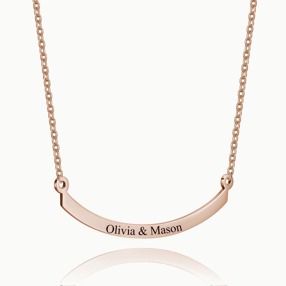 Engraved Bar Necklace Rose Gold Plated Silver - soufeelus