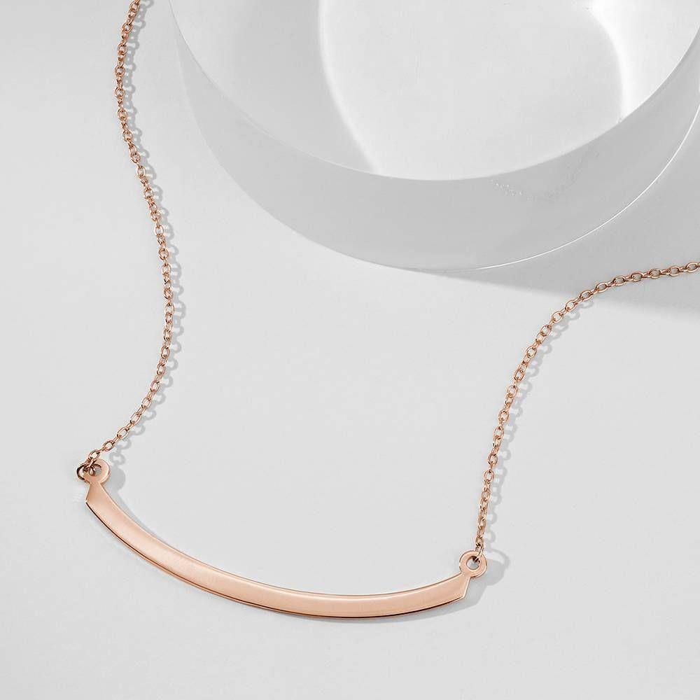 Engraved Bar Necklace Rose Gold Plated Silver - soufeelus