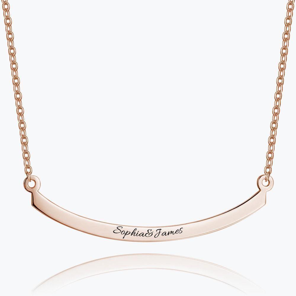 Engraved Bar Necklace Rose Gold Plated Silver - soufeelus