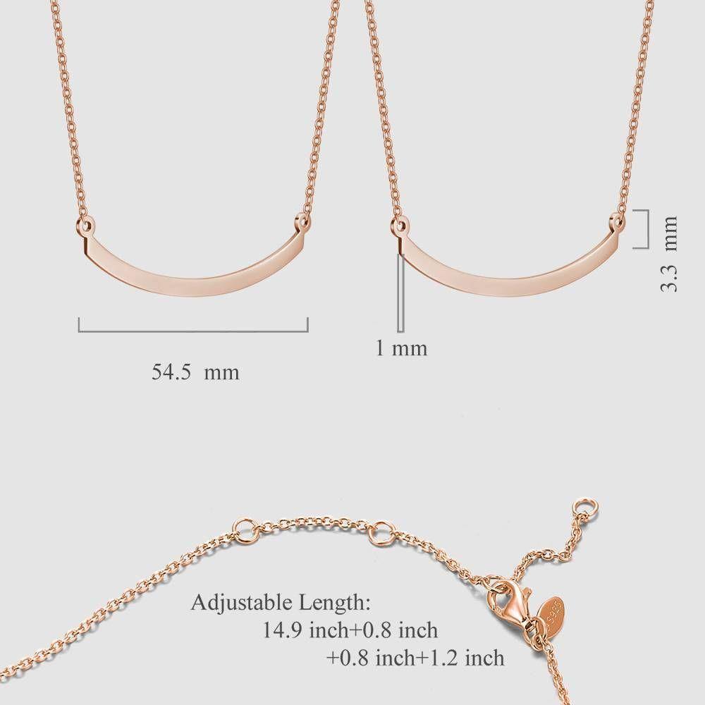 Engraved Bar Necklace Rose Gold Plated Silver - soufeelus