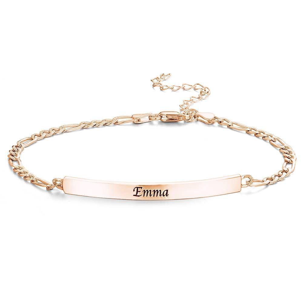 Custom Engraved Bracelet Name Bracelet Stainless Steel 14K Gold Plated - Golden - soufeelus