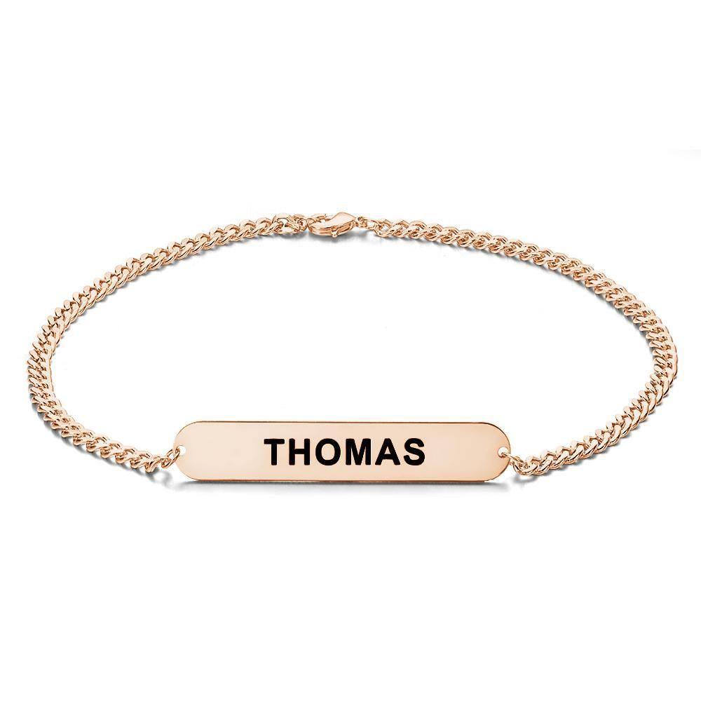 Men's Bracelet Thick Chain Engraved Bracelet Custom Name Bracelet Gift for Couples - Rose Gold Plated - soufeelus